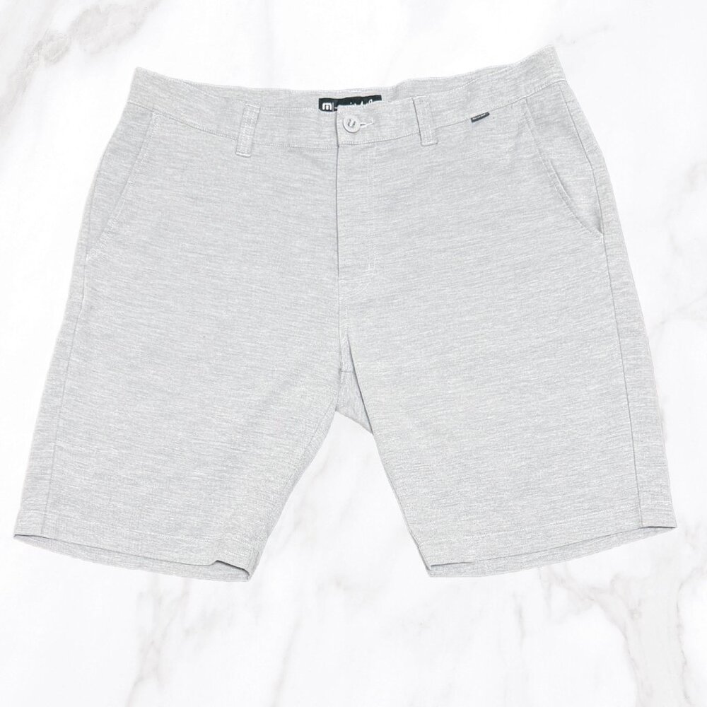 Travis Mathew Men's Hybrid Chino Heather Gray Shorts, Size 36‎